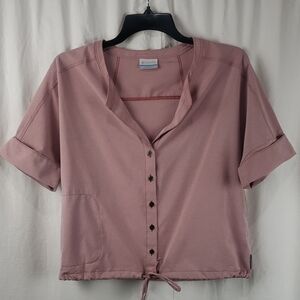 Columbia Women's XS Firwood Crossing Pink Button-Down Cropped Shirt
